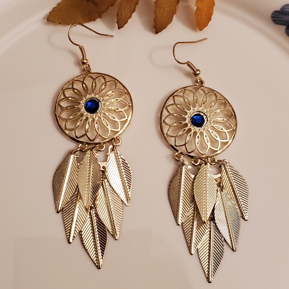 NEW Dream Catcher Gold Earrings